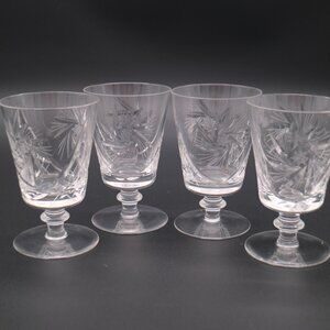 Vintage 4" Pinwheel Cut Crystal Cordial Liqueur Glass – Set of 4